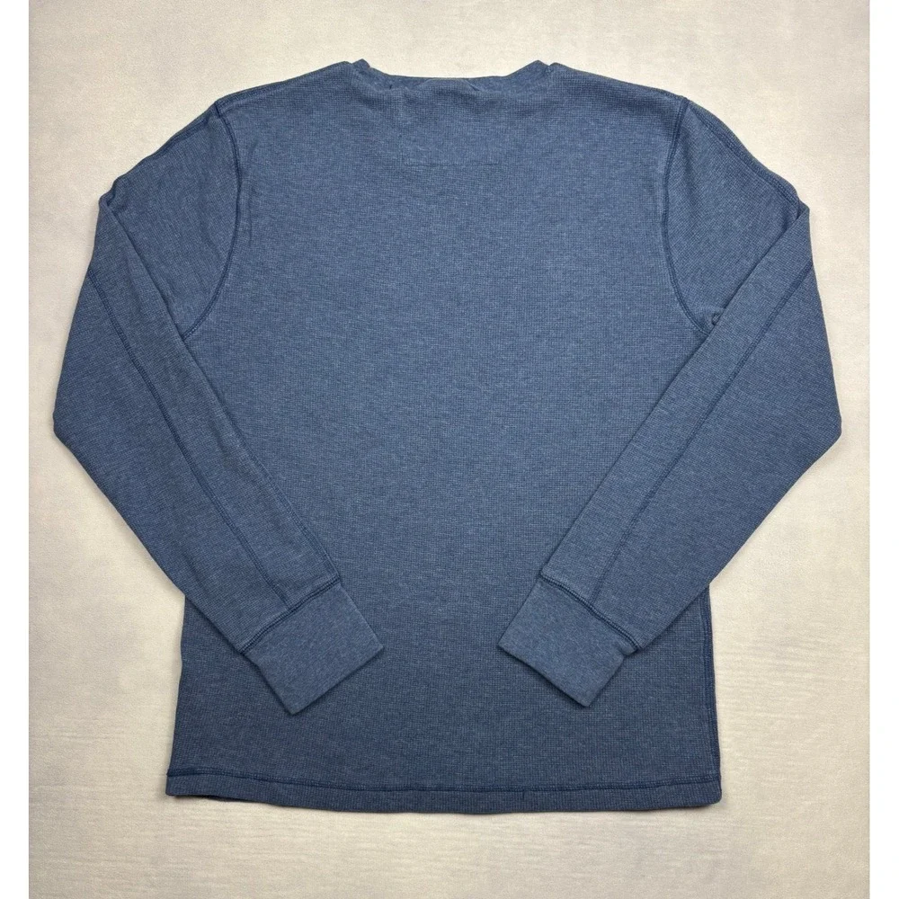 Banana Republic Mens Blue Waffle Knit Thermal Long Sleeve Shirt Size M Modal‎
